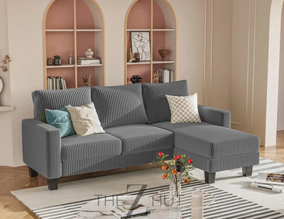 Homall Sofa for Living Room, Couch with Convertible Chaise, 3 Seat L-Shaped Sofas, Comfy Corduroy Couches for Apartment, Small Space, Cream THE Z HUT