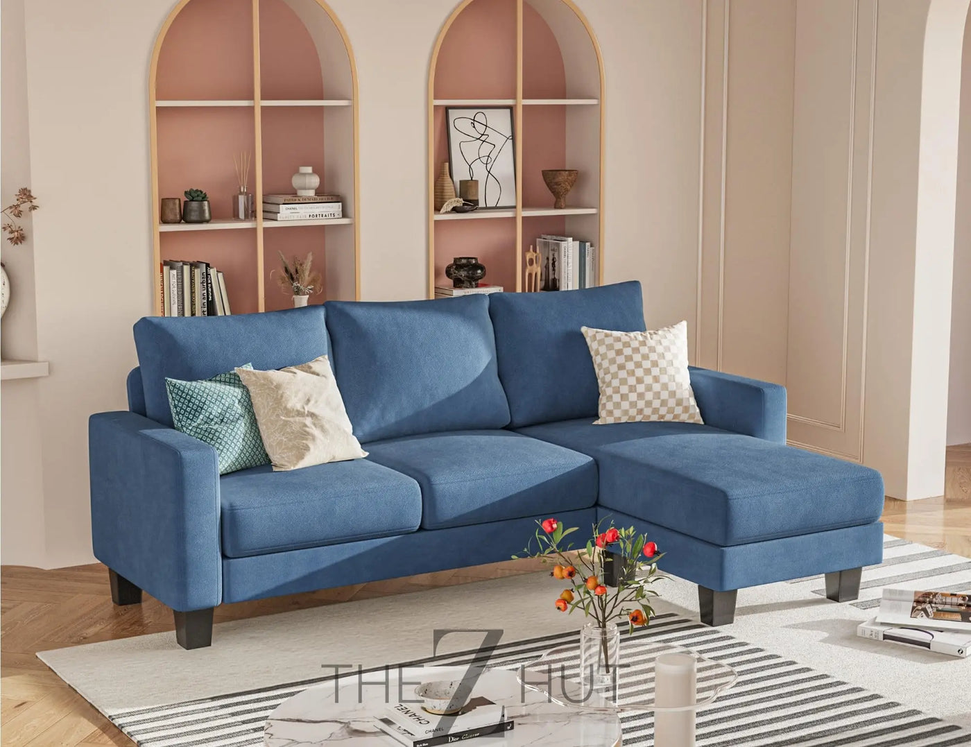 Homall Sofa for Living Room, Couch with Convertible Chaise, 3 Seat L-Shaped Sofas, Comfy Corduroy Couches for Apartment, Small Space, Cream THE Z HUT