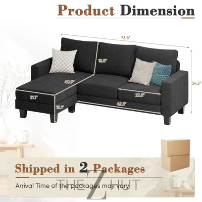 Homall Sofa for Living Room, Couch with Convertible Chaise, 3 Seat L-Shaped Sofas, Comfy Corduroy Couches for Apartment, Small Space, Cream THE Z HUT