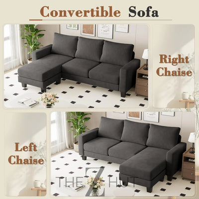 Homall Sofa for Living Room, Couch with Convertible Chaise, 3 Seat L-Shaped Sofas, Comfy Corduroy Couches for Apartment, Small Space, Cream THE Z HUT