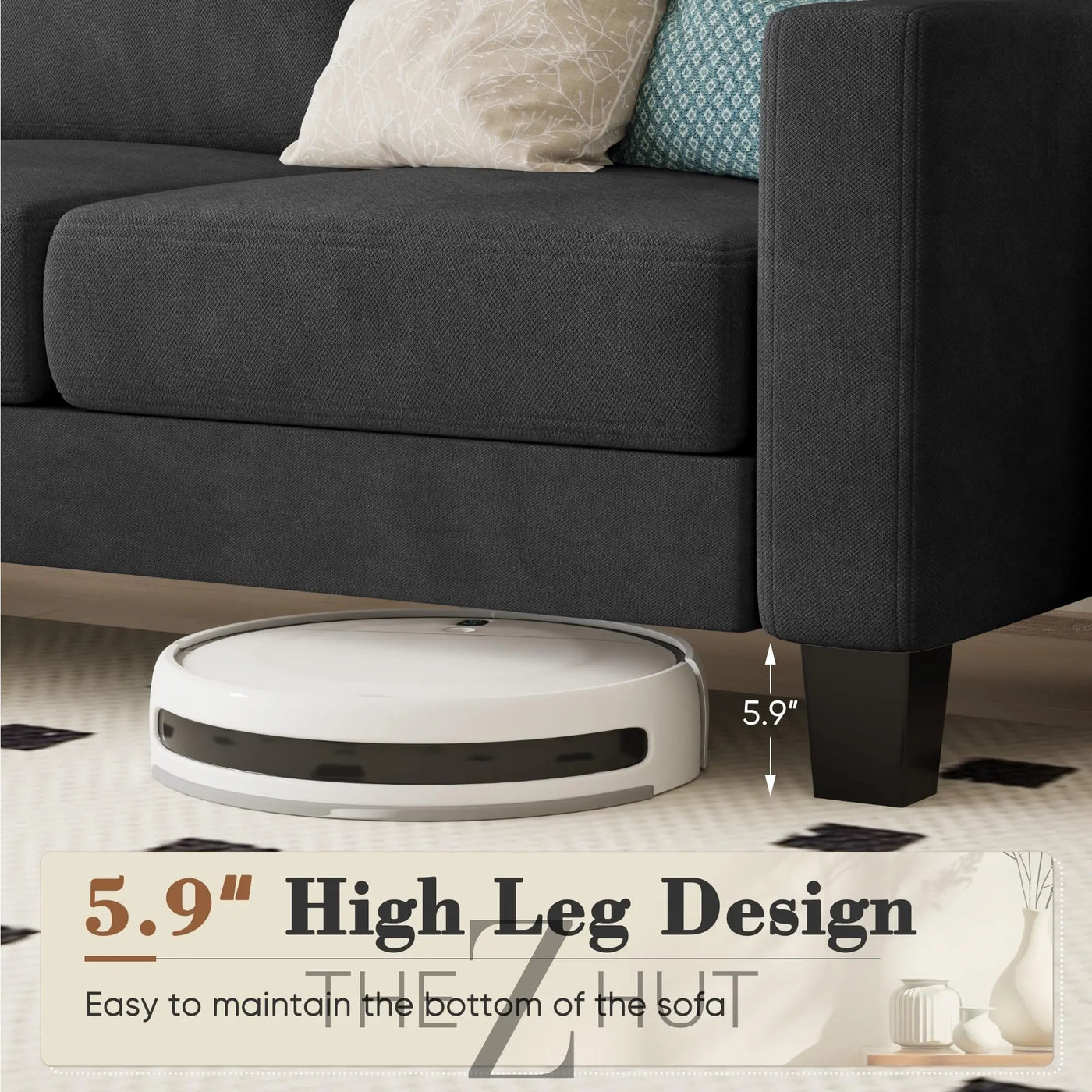 Homall Sofa for Living Room, Couch with Convertible Chaise, 3 Seat L-Shaped Sofas, Comfy Corduroy Couches for Apartment, Small Space, Cream THE Z HUT