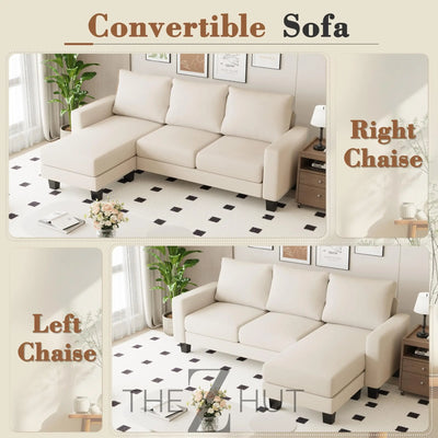Homall Sofa for Living Room, Couch with Convertible Chaise, 3 Seat L-Shaped Sofas, Comfy Corduroy Couches for Apartment, Small Space, Cream THE Z HUT