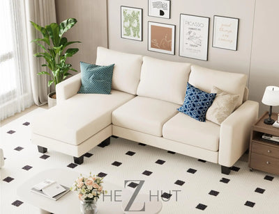 Homall Sofa for Living Room, Couch with Convertible Chaise, 3 Seat L-Shaped Sofas, Comfy Corduroy Couches for Apartment, Small Space, Cream THE Z HUT