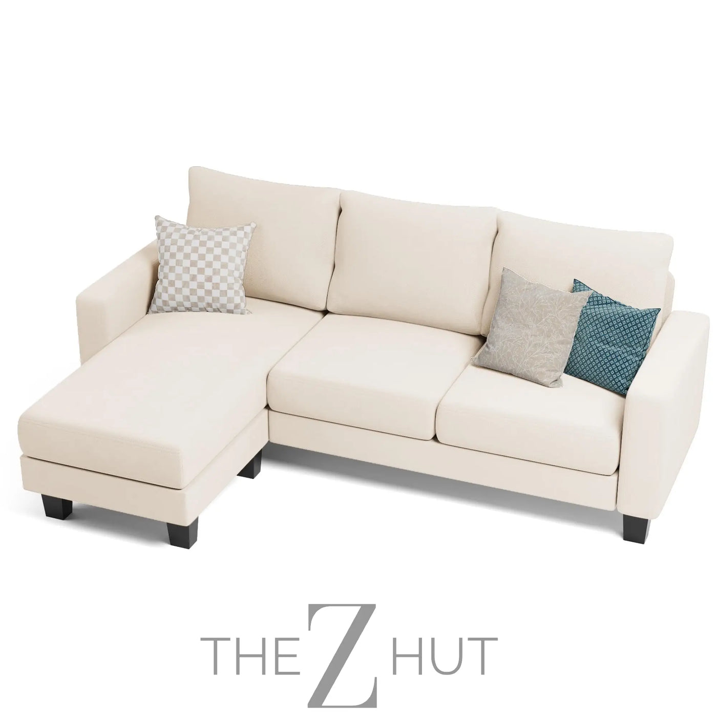 Homall Sofa for Living Room, Couch with Convertible Chaise, 3 Seat L-Shaped Sofas, Comfy Corduroy Couches for Apartment, Small Space, Cream THE Z HUT