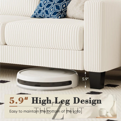 Homall Sofa for Living Room, Couch with Convertible Chaise, 3 Seat L-Shaped Sofas, Comfy Corduroy Couches for Apartment, Small Space, Cream THE Z HUT