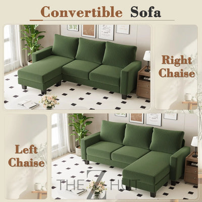 Homall Sofa for Living Room, Couch with Convertible Chaise, 3 Seat L-Shaped Sofas, Comfy Corduroy Couches for Apartment, Small Space, Cream THE Z HUT