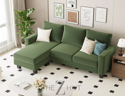 Homall Sofa for Living Room, Couch with Convertible Chaise, 3 Seat L-Shaped Sofas, Comfy Corduroy Couches for Apartment, Small Space, Cream THE Z HUT