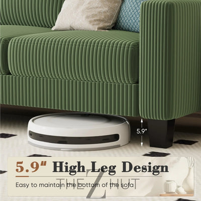 Homall Sofa for Living Room, Couch with Convertible Chaise, 3 Seat L-Shaped Sofas, Comfy Corduroy Couches for Apartment, Small Space, Cream THE Z HUT