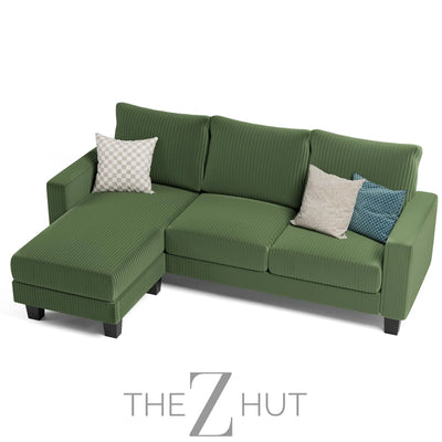 Homall Sofa for Living Room, Couch with Convertible Chaise, 3 Seat L-Shaped Sofas, Comfy Corduroy Couches for Apartment, Small Space, Cream THE Z HUT