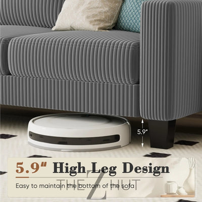 Homall Sofa for Living Room, Couch with Convertible Chaise, 3 Seat L-Shaped Sofas, Comfy Corduroy Couches for Apartment, Small Space, Cream THE Z HUT