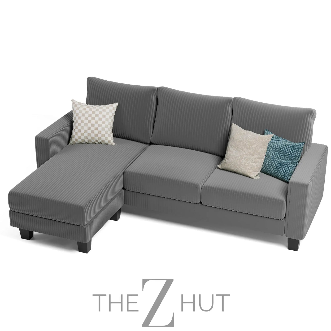 Homall Sofa for Living Room, Couch with Convertible Chaise, 3 Seat L-Shaped Sofas, Comfy Corduroy Couches for Apartment, Small Space, Cream THE Z HUT