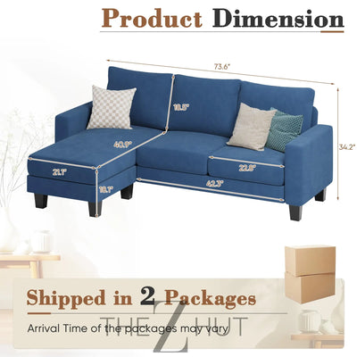 Homall Sofa for Living Room, Couch with Convertible Chaise, 3 Seat L-Shaped Sofas, Comfy Corduroy Couches for Apartment, Small Space, Cream THE Z HUT