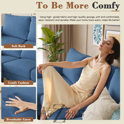 Homall Sofa for Living Room, Couch with Convertible Chaise, 3 Seat L-Shaped Sofas, Comfy Corduroy Couches for Apartment, Small Space, Cream THE Z HUT