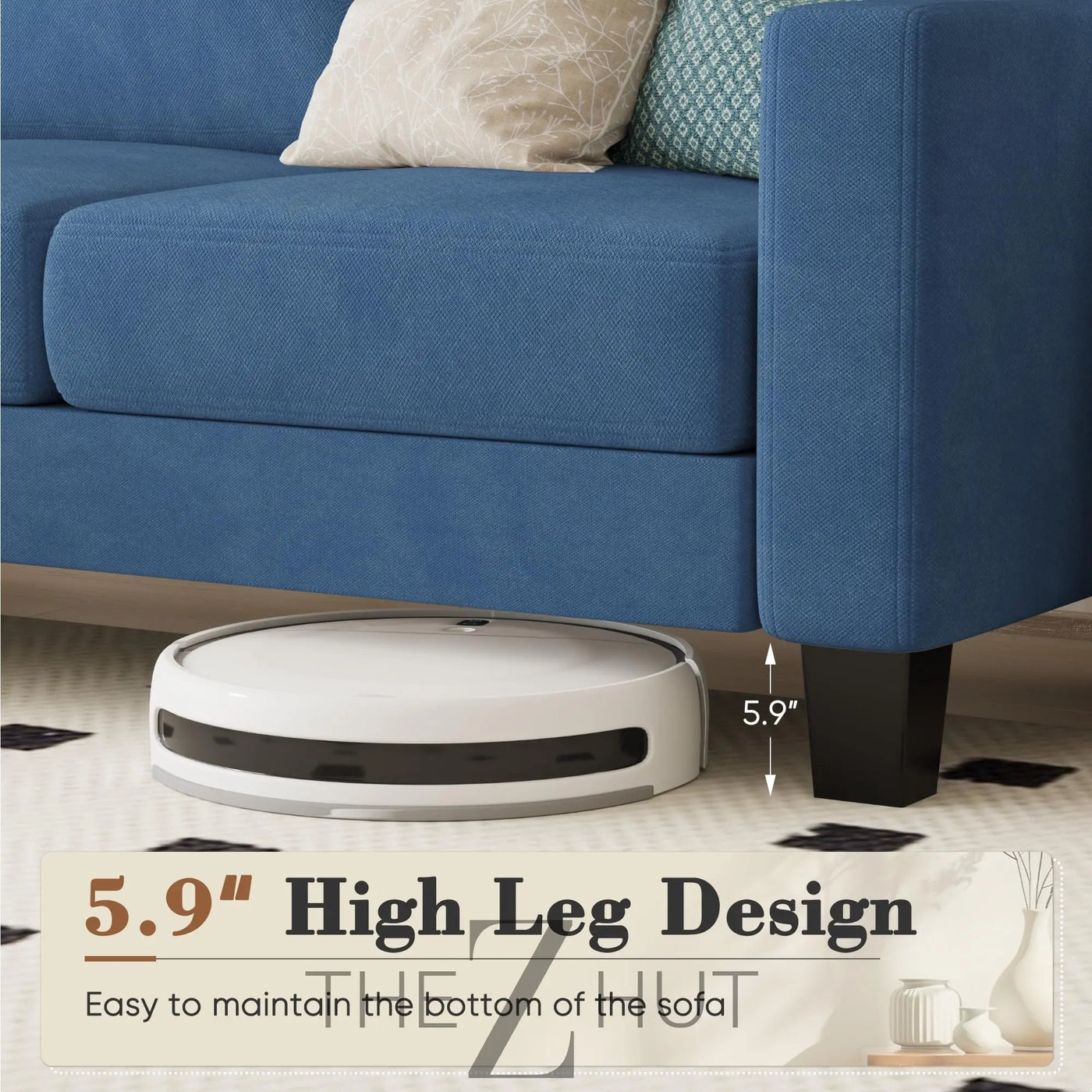 Homall Sofa for Living Room, Couch with Convertible Chaise, 3 Seat L-Shaped Sofas, Comfy Corduroy Couches for Apartment, Small Space, Cream THE Z HUT