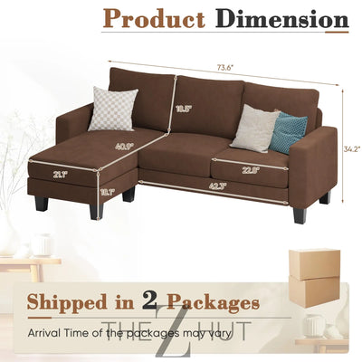 Homall Sofa for Living Room, Couch with Convertible Chaise, 3 Seat L-Shaped Sofas, Comfy Corduroy Couches for Apartment, Small Space, Cream THE Z HUT