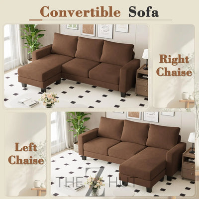 Homall Sofa for Living Room, Couch with Convertible Chaise, 3 Seat L-Shaped Sofas, Comfy Corduroy Couches for Apartment, Small Space, Cream THE Z HUT