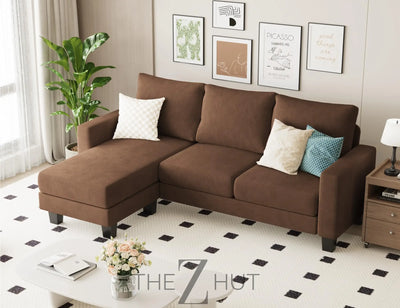 Homall Sofa for Living Room, Couch with Convertible Chaise, 3 Seat L-Shaped Sofas, Comfy Corduroy Couches for Apartment, Small Space, Cream THE Z HUT