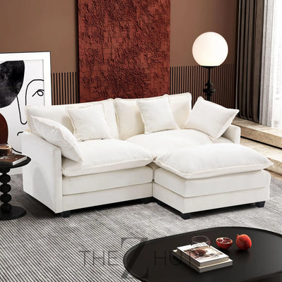 Ihanherry 146" U-Shaped Modern Sofa Modular Sectional Cloud Couch with 2 Ottoman, 6-Seat Chenille Deep Seat Sofa with 6 Pillows for Living Room, Bedroom and Apartment, Grey THE Z HUT