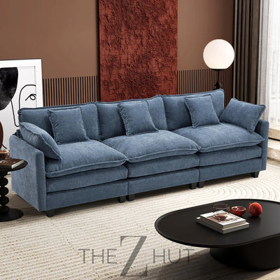 Ihanherry 146" U-Shaped Modern Sofa Modular Sectional Cloud Couch with 2 Ottoman, 6-Seat Chenille Deep Seat Sofa with 6 Pillows for Living Room, Bedroom and Apartment, Grey THE Z HUT