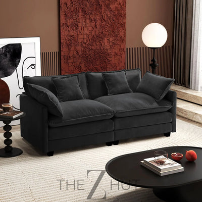 Ihanherry 146" U-Shaped Modern Sofa Modular Sectional Cloud Couch with 2 Ottoman, 6-Seat Chenille Deep Seat Sofa with 6 Pillows for Living Room, Bedroom and Apartment, Grey THE Z HUT