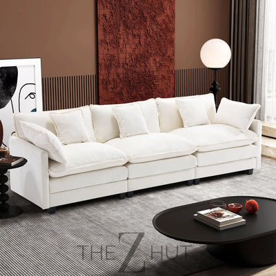 Ihanherry 146" U-Shaped Modern Sofa Modular Sectional Cloud Couch with 2 Ottoman, 6-Seat Chenille Deep Seat Sofa with 6 Pillows for Living Room, Bedroom and Apartment, Grey THE Z HUT
