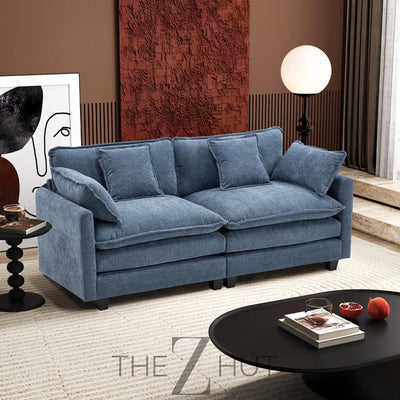 Ihanherry 146" U-Shaped Modern Sofa Modular Sectional Cloud Couch with 2 Ottoman, 6-Seat Chenille Deep Seat Sofa with 6 Pillows for Living Room, Bedroom and Apartment, Grey THE Z HUT
