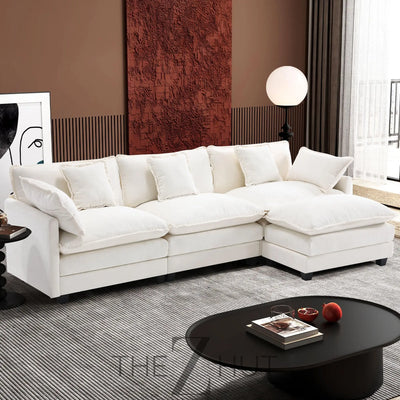 Ihanherry 146" U-Shaped Modern Sofa Modular Sectional Cloud Couch with 2 Ottoman, 6-Seat Chenille Deep Seat Sofa with 6 Pillows for Living Room, Bedroom and Apartment, Grey THE Z HUT