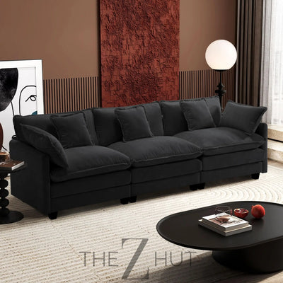 Ihanherry 146" U-Shaped Modern Sofa Modular Sectional Cloud Couch with 2 Ottoman, 6-Seat Chenille Deep Seat Sofa with 6 Pillows for Living Room, Bedroom and Apartment, Grey THE Z HUT