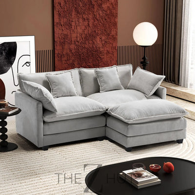 Ihanherry 146" U-Shaped Modern Sofa Modular Sectional Cloud Couch with 2 Ottoman, 6-Seat Chenille Deep Seat Sofa with 6 Pillows for Living Room, Bedroom and Apartment, Grey THE Z HUT