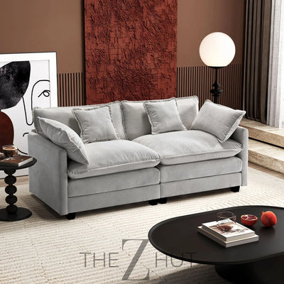 Ihanherry 146" U-Shaped Modern Sofa Modular Sectional Cloud Couch with 2 Ottoman, 6-Seat Chenille Deep Seat Sofa with 6 Pillows for Living Room, Bedroom and Apartment, Grey THE Z HUT