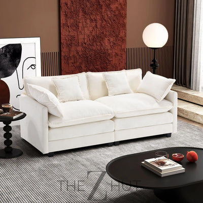Ihanherry 146" U-Shaped Modern Sofa Modular Sectional Cloud Couch with 2 Ottoman, 6-Seat Chenille Deep Seat Sofa with 6 Pillows for Living Room, Bedroom and Apartment, Grey THE Z HUT