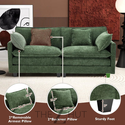 Ihanherry 146" U-Shaped Modern Sofa Modular Sectional Cloud Couch with 2 Ottoman, 6-Seat Chenille Deep Seat Sofa with 6 Pillows for Living Room, Bedroom and Apartment, Grey THE Z HUT