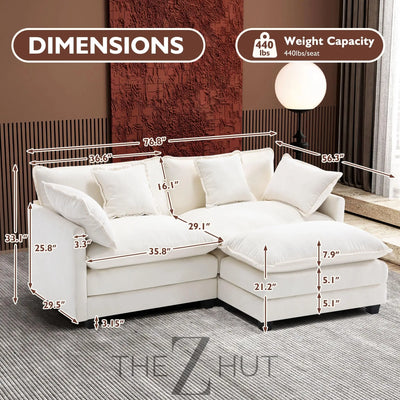 Ihanherry 146" U-Shaped Modern Sofa Modular Sectional Cloud Couch with 2 Ottoman, 6-Seat Chenille Deep Seat Sofa with 6 Pillows for Living Room, Bedroom and Apartment, Grey THE Z HUT