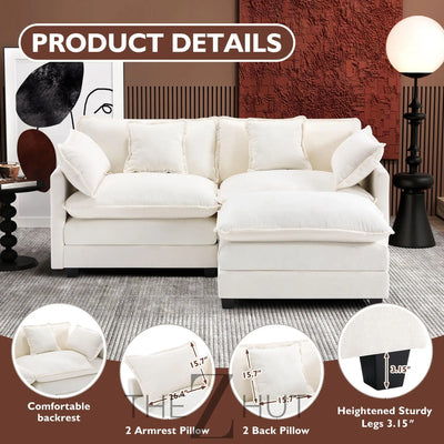 Ihanherry 146" U-Shaped Modern Sofa Modular Sectional Cloud Couch with 2 Ottoman, 6-Seat Chenille Deep Seat Sofa with 6 Pillows for Living Room, Bedroom and Apartment, Grey THE Z HUT