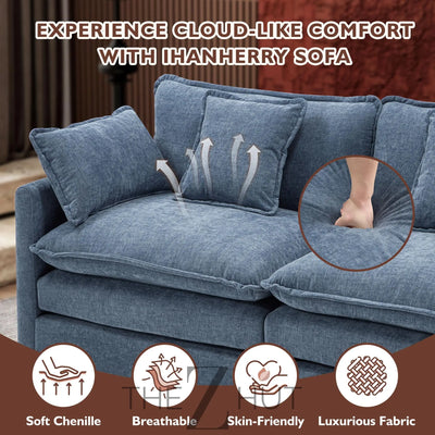 Ihanherry 146" U-Shaped Modern Sofa Modular Sectional Cloud Couch with 2 Ottoman, 6-Seat Chenille Deep Seat Sofa with 6 Pillows for Living Room, Bedroom and Apartment, Grey THE Z HUT