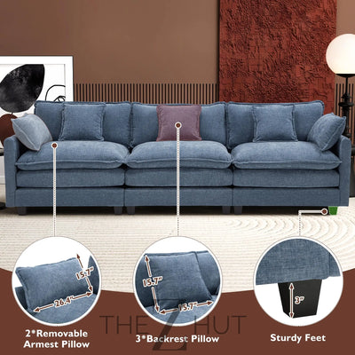 Ihanherry 146" U-Shaped Modern Sofa Modular Sectional Cloud Couch with 2 Ottoman, 6-Seat Chenille Deep Seat Sofa with 6 Pillows for Living Room, Bedroom and Apartment, Grey THE Z HUT