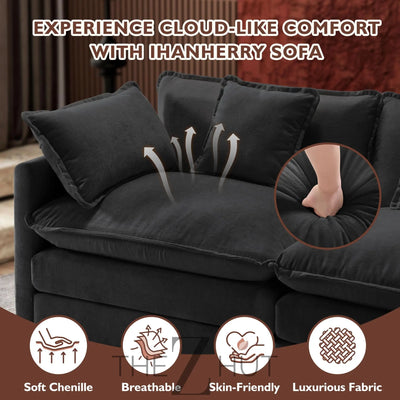 Ihanherry 146" U-Shaped Modern Sofa Modular Sectional Cloud Couch with 2 Ottoman, 6-Seat Chenille Deep Seat Sofa with 6 Pillows for Living Room, Bedroom and Apartment, Grey THE Z HUT