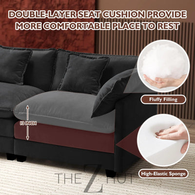 Ihanherry 146" U-Shaped Modern Sofa Modular Sectional Cloud Couch with 2 Ottoman, 6-Seat Chenille Deep Seat Sofa with 6 Pillows for Living Room, Bedroom and Apartment, Grey THE Z HUT