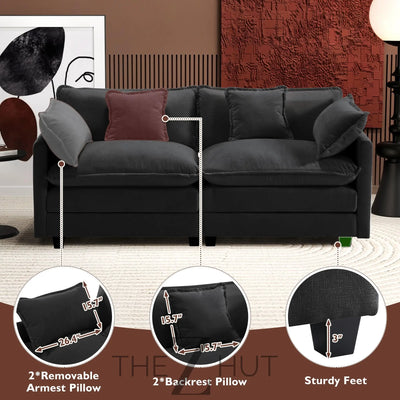 Ihanherry 146" U-Shaped Modern Sofa Modular Sectional Cloud Couch with 2 Ottoman, 6-Seat Chenille Deep Seat Sofa with 6 Pillows for Living Room, Bedroom and Apartment, Grey THE Z HUT