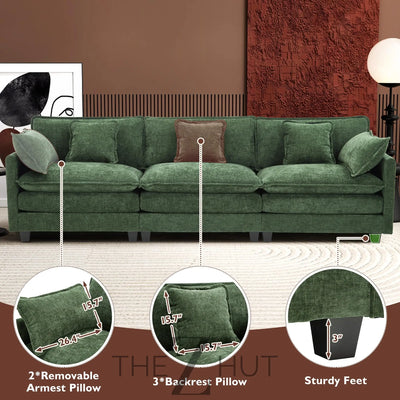 Ihanherry 146" U-Shaped Modern Sofa Modular Sectional Cloud Couch with 2 Ottoman, 6-Seat Chenille Deep Seat Sofa with 6 Pillows for Living Room, Bedroom and Apartment, Grey THE Z HUT
