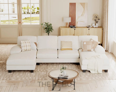 JUMMICO Sectional Couches for Living Room, U Shaped Couch with Chenille Fabric, 4 Seat Modern Sofa with Removable Pillows for Apartment and Small Space (Fabric, Grey) THE Z HUT