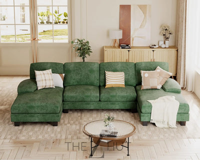 JUMMICO Sectional Couches for Living Room, U Shaped Couch with Chenille Fabric, 4 Seat Modern Sofa with Removable Pillows for Apartment and Small Space (Fabric, Grey) THE Z HUT
