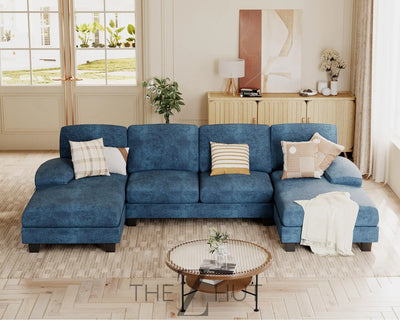 JUMMICO Sectional Couches for Living Room, U Shaped Couch with Chenille Fabric, 4 Seat Modern Sofa with Removable Pillows for Apartment and Small Space (Fabric, Grey) THE Z HUT