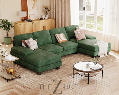 JUMMICO Sectional Couches for Living Room, U Shaped Couch with Chenille Fabric, 4 Seat Modern Sofa with Removable Pillows for Apartment and Small Space (Fabric, Grey) THE Z HUT