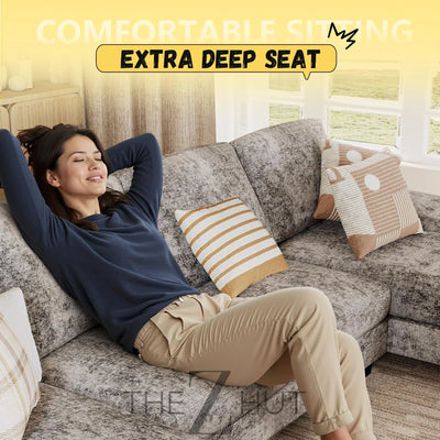 JUMMICO Sectional Couches for Living Room, U Shaped Couch with Chenille Fabric, 4 Seat Modern Sofa with Removable Pillows for Apartment and Small Space (Fabric, Grey) THE Z HUT