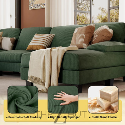 JUMMICO Sectional Couches for Living Room, U Shaped Couch with Chenille Fabric, 4 Seat Modern Sofa with Removable Pillows for Apartment and Small Space (Fabric, Grey) THE Z HUT