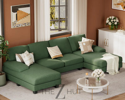 JUMMICO Sectional Couches for Living Room, U Shaped Couch with Chenille Fabric, 4 Seat Modern Sofa with Removable Pillows for Apartment and Small Space (Fabric, Grey) THE Z HUT
