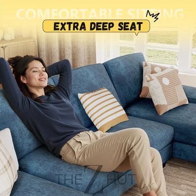JUMMICO Sectional Couches for Living Room, U Shaped Couch with Chenille Fabric, 4 Seat Modern Sofa with Removable Pillows for Apartment and Small Space (Fabric, Grey) THE Z HUT