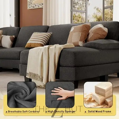 JUMMICO Sectional Couches for Living Room, U Shaped Couch with Chenille Fabric, 4 Seat Modern Sofa with Removable Pillows for Apartment and Small Space (Fabric, Grey) THE Z HUT