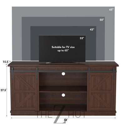 JUMMICO TV Stand for 65 Inch TV, Entertainment Center with Storage Cabinets and Sliding Barn Doors, Mid Century Modern Media TV Console Table for Living Room Bedroom (Bright White) THE Z HUT